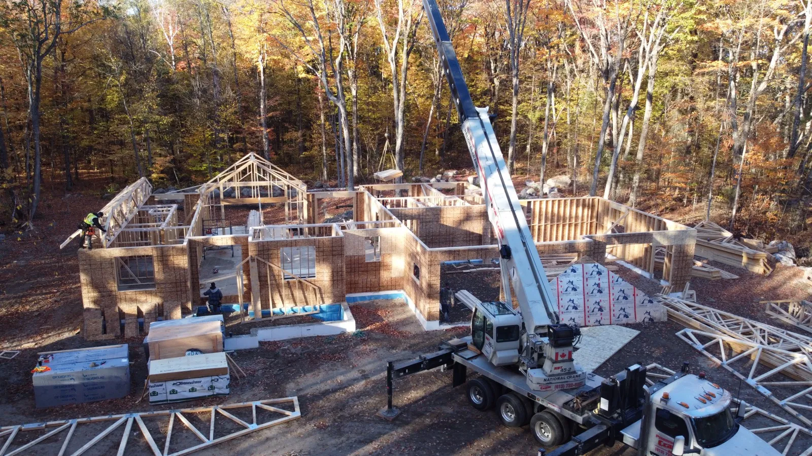 Aerial view of COA Concrete and Construction building project in The Ottawa Valley